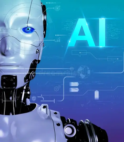 artificial-intelligence-humanoid-robot-portraits-looking-camera-surround-ai-computer-circuit-business-icons-blue-280813048